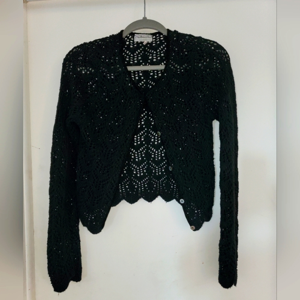 Women's Black Knit or Crochet Sweater
